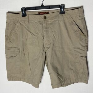 Ranch Tough Tan Rip Stop Cargo Shorts 40 Dadcore Utility Work Wear